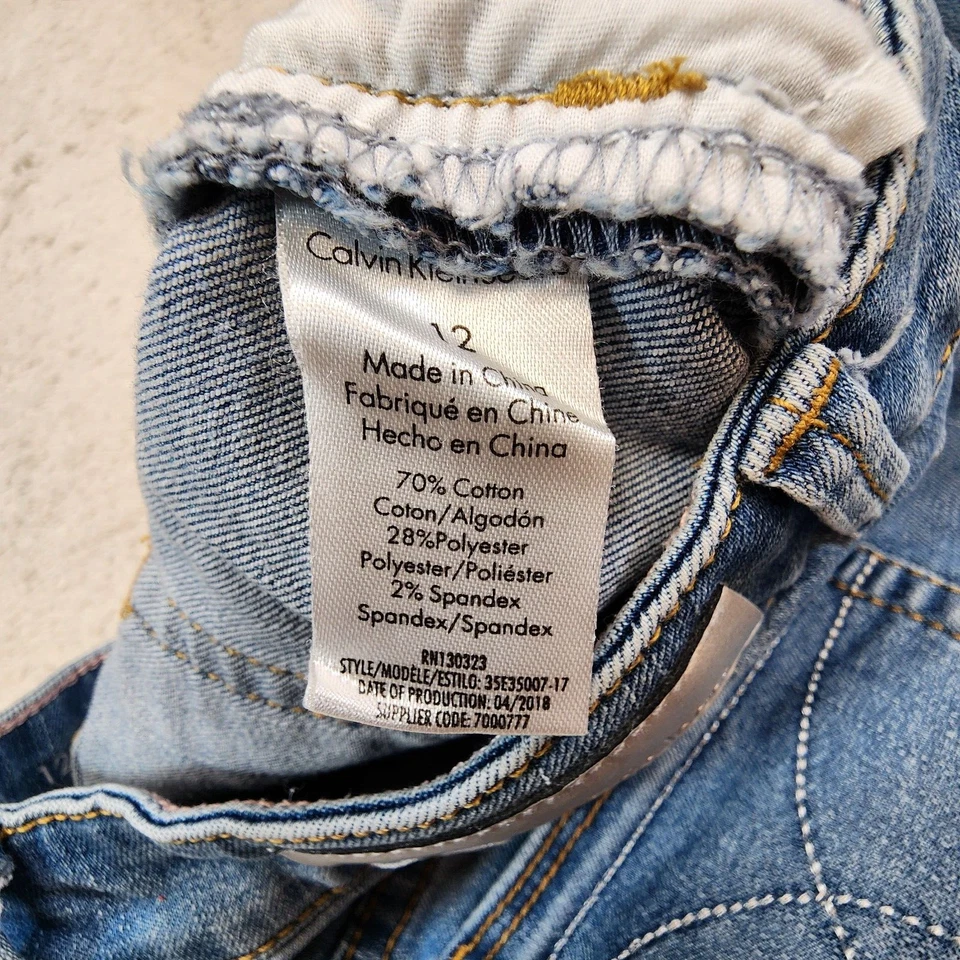 calvin klein boyfriend cut off raw hem jean mini skirt size 12/26 - Image 3 of 4