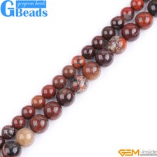 Natural AA Dark Red Poppy Jasper Gemstone Round Sone Jewelry Making Beads 15"