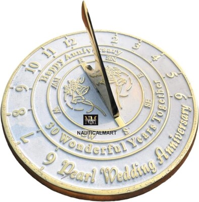 30th Pearl Wedding Anniversary Sundial Gift Idea is A Great Present for Him