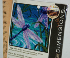Dimensions Needlepoint Dragonfly Pair Preprinted Kit 7208 5x5 Embroidery Sealed