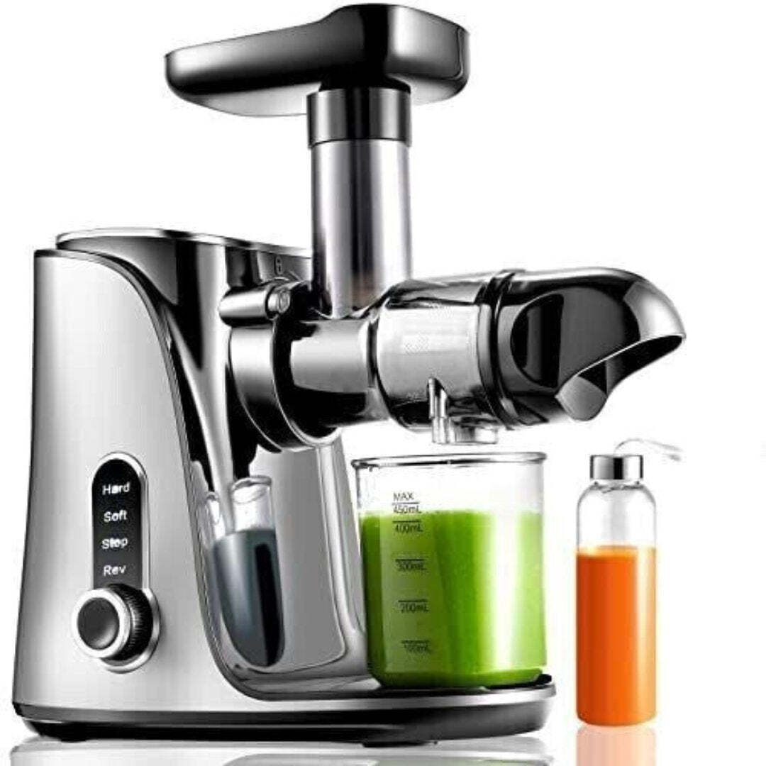 AMZCHEF Silver Cold Press Juicer with 2 Speed Control, High Juice Yield Juicer