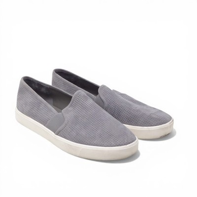 Vince Womens Blair 5 Slip On Sneakers Gray Perforated Suede Shoes Size 8.5M