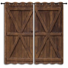 Rustic Barn Door Grommet Blackout Curtains for Boy Girl Bedroom, Brown Wooden...