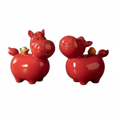 Rote Keramik Pferdedeko, Glückssymbol, Chinesisches Design, Schreibtischdeko - Bild 1 von 4