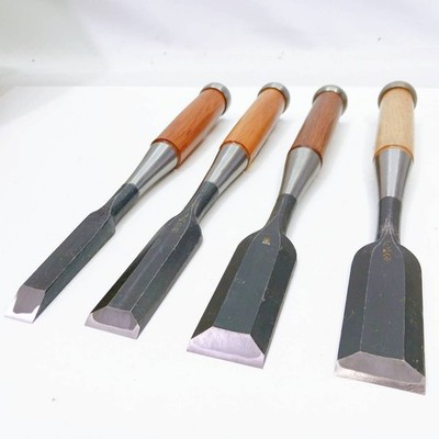 Japanese Chisels Nomi Yama-Tama 山玉 etc Blade 17-36mm 4pcs Woodwork Japan BG069