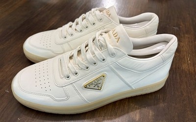 PRADA downtown ivory Men's White Leather Low Top Sneakers 2EE364 $1,170 9 / 43