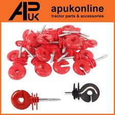 50 x Red Screw Ring Insulators Electric Fence Post Wire Rope Fencing Polywire