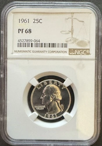 1961 Washington Silver Quarter  NGC PF68    Free US Shipping