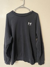 Under Armour Men s Black Crew Neck Logo Fleece Pullover Sweatshirt Loose Fit XL