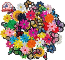 42pcs Butterfly and Flower Iron on Patches, Flower Themed Patches Embroider
