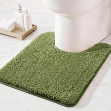 20x24 Olive Green U Shaped Non Slip Absorbent Bathroom Rug Toilet Mat