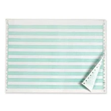 Continuous Computer Paper, 14 7/8 x 11, 1-Part, 92 Bright, 20 lb, 1/2 Green Bar