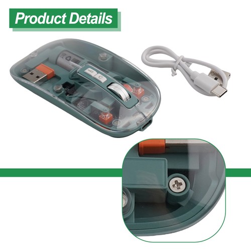 Transparent Wireless Mouse with Adjustable DPI Rechargeable Battery 3 Modes - Picture 20 of 75