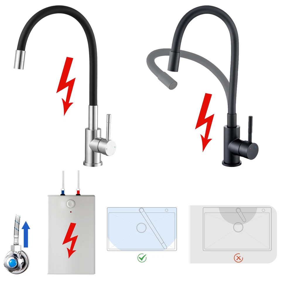 AURALUM MAX Niederdruck Flexibel Küchenarmatur 360° Wasserhahn Einhand Spültischarmatur