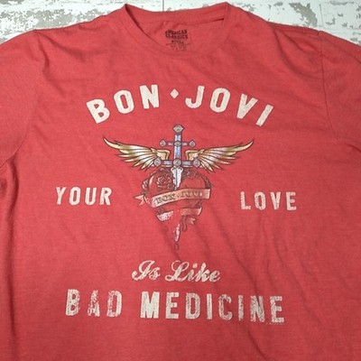 Bon Jovi Your Love Is Like Bad Medicine Men's T Shirt Sz Medium Tee