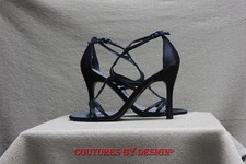 Stuart Weitzman Ankle Strap Black Satin 4 Inch Heel Shoes Pumps Size 6.5 385