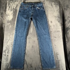 Levi's 501 Jeans Mens Fits 30x32 Blue Dark Wash Faded Denim Straight Leg Button
