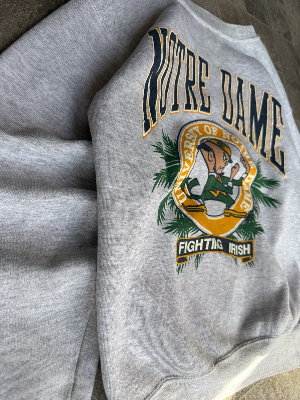 Vintage 90s Rare Notre Dame Fighting Irish Retro College Spellout Crewneck image 5