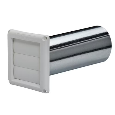 4 In. Airtight Aluminum Dryer Exhaust Vent Pipe with Louvered White Hood