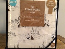 Eddie Bauer Best Friends Cotton Flannel QUEEN Sheet Set