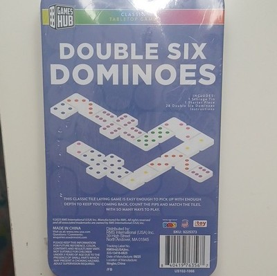 Games Hub Double Six Dominoes Tile Game, Strategy, Storage Tin, Ages 8+