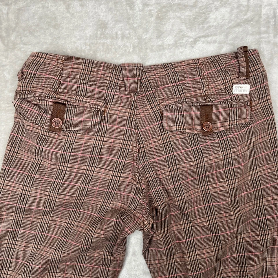 Pantalones a Cuadros US Polo Assn Mujer 11/12 Marrón Rosa Pierna Recta Carrera Foto 2 de 4