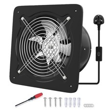 Kitchen Exhaust Fan 8 Inch 980m/h Low Noise Metal Extractor UK Plug - Black