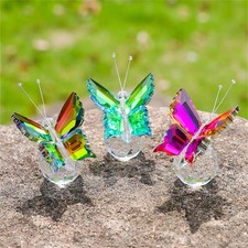 Crystal Butterfly Ornament 3D Tabletop Figurine Home Desk Decor Gift