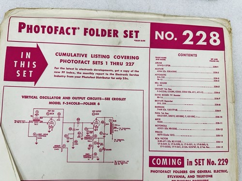 old Photofact Folder Set # 228 nice & clean 1953 - RCA Meck Emerson Bell etc - Picture 5 of 5