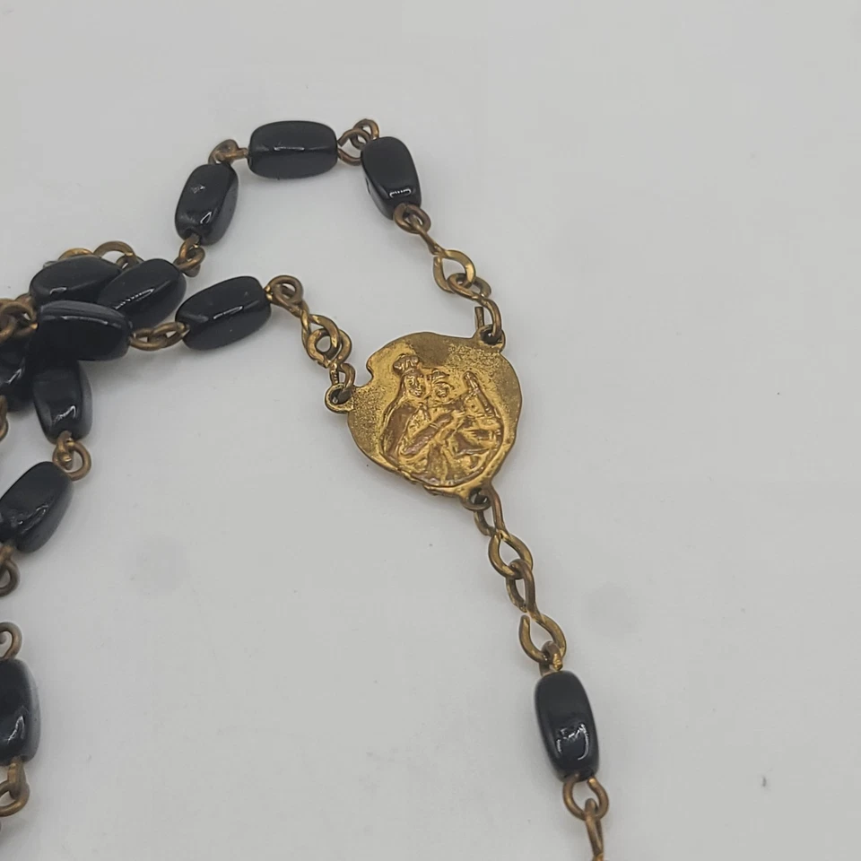 Vintage Czech Rosary Gold Tone Beaded 24" - Image 2 of 4