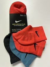AUTHENTIC NIKE DRI-FIT PLUS CUSHION QUARTER ANKLE SOCKS 3-PAIR M8-12, WMN10-13