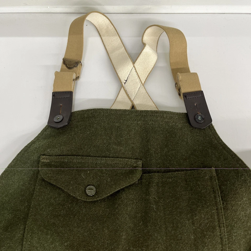 Filson 100% Virgin Wool Field Overalls Style 88 Size 44 USA Made Olive Green - Image 2 of 4