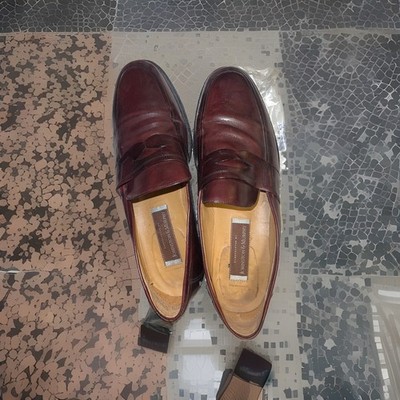 JOHNSTON MURPHY Mens Dress Shoes Burgundy Leather Italian Penny Loafer Size 12M
