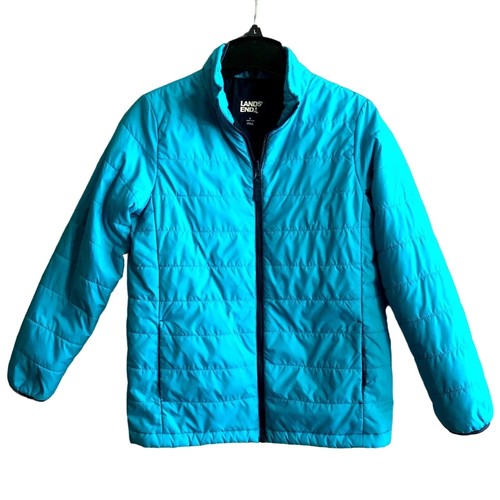 Lands’ End Youth Teal Mock Neck Puffer Jacket Regular Size Large 14H-16H