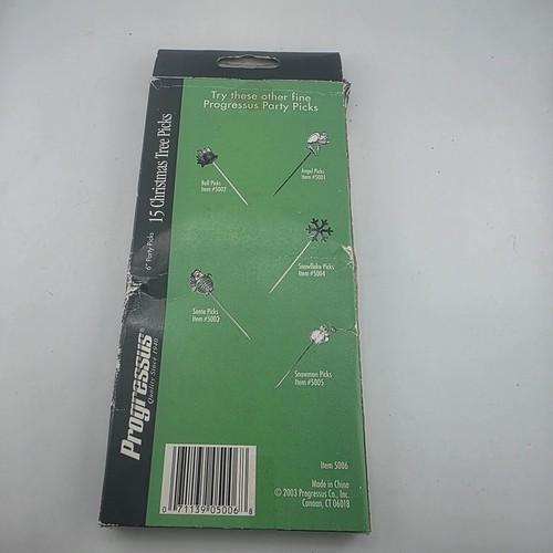 Progressus Weihnachtsbaum Picks Party Vorspeise 15 Plektren Neu im Karton Vintage - Bild 5 von 5