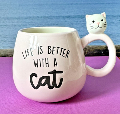 Eccolo KAFFEE TEEBECHER Life is Better With A Cat PINK S