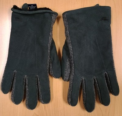 Tommy Bahama Sz LG-XL Leather & Knit Wool Gray Gloves 