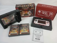Handheld Evercade Premium Pack w/ Sealed Atari Interplay Data East Cartridges