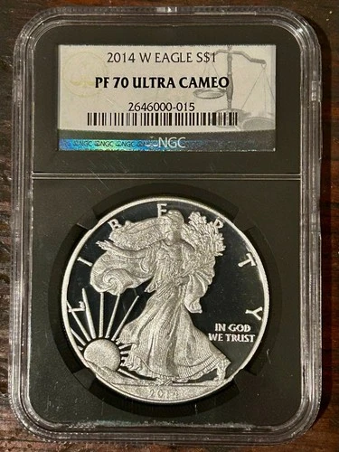 2014-W $1 Proof American Silver Eagle NGC PR 70 Ultra Cameo Black Core Holder