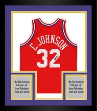 Frmd Magic Johnson LA Lakers Signed Red M&N 1981 All-Star Game Authentic Jersey