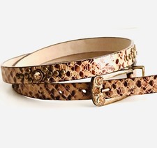 CACHE Genuine Leather Women s Embellished Belt Lizard Embossed Rhinestones