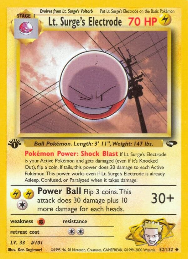 Lt. Surge's Electrode 1st Edition Uncommon Gym Challenge 52/132 NM