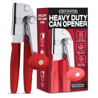Chef Master Commercial Can Opener Heavy Duty - Manual 1 Pack, Red