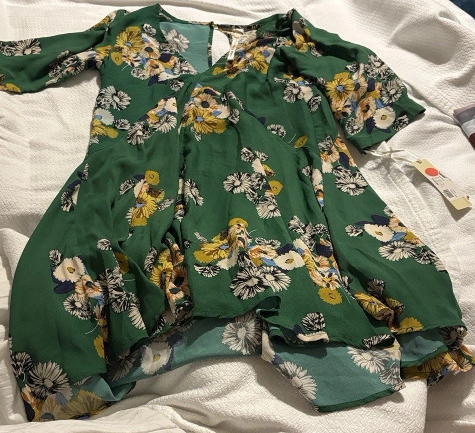 Uncle Frank Anthropologie Green Shift Dress With Tags XS