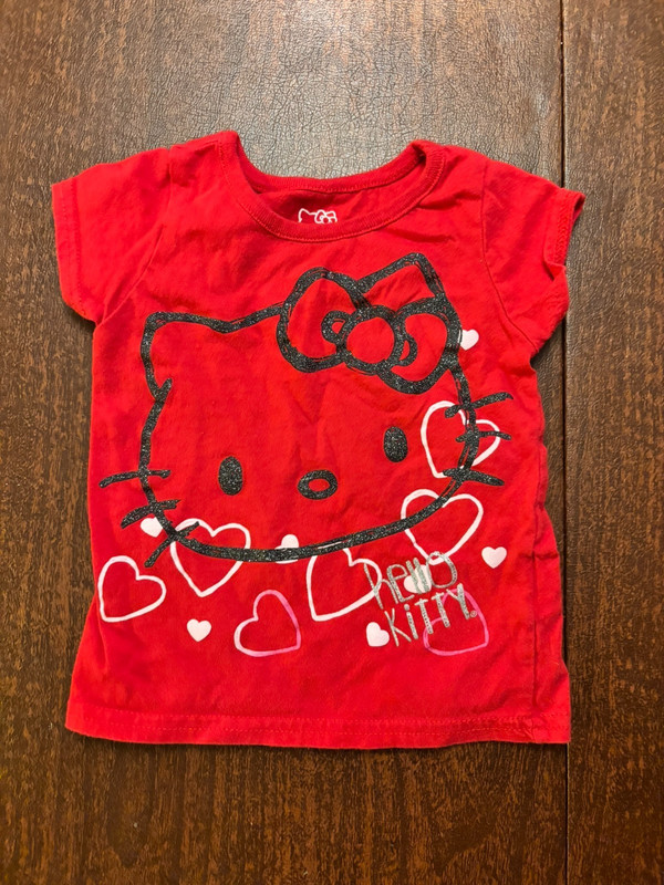 2013 Red Hello Kitty Tee w/Hearts & Glitter Girls 2T for V-Day or Love All Year!