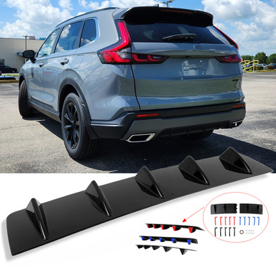 Rear Lip Diffuser Shark 5-Fins Splitter Spoiler Gloss For For Honda CR-V CRV