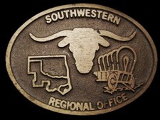 MG21142 NOS VINTAGE 1970s  SOUTHWESTERN REGIONAL OFFICE  SOLID BRASS BUCKLE