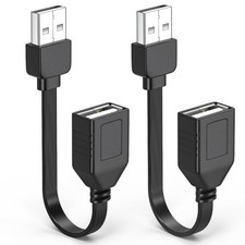 2PCS USB2.0 Extension Cable Flat Short 1.5FT,USB Male to Female Cable Soft  ...