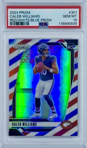2024 Panini Prizm Football Caleb Williams #301 Rookie Red White Blue PSA 10