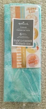 NEW SEALED Tropical Leaves on Aqua Tissue Paper 6 Sheets with Gift Tag Stickers